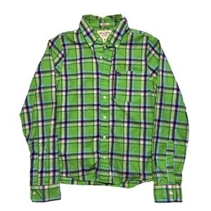 Vintage Abercrombie & Fitch Muscle Shirt Mens Medium Green Plaid Button Down Y2k